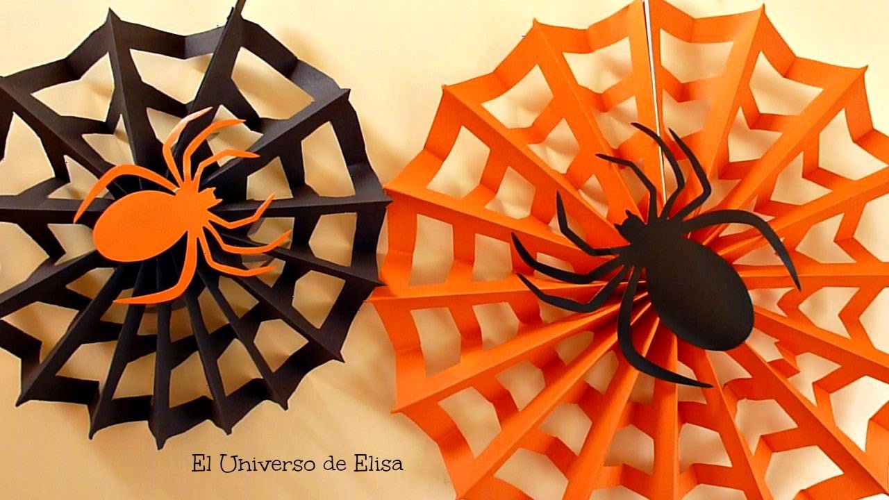 como hacer una decoracion de tela de arana para halloween