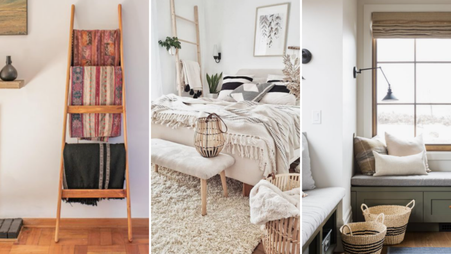 que tipos de cestas son ideales para guardar mantas en el salon
